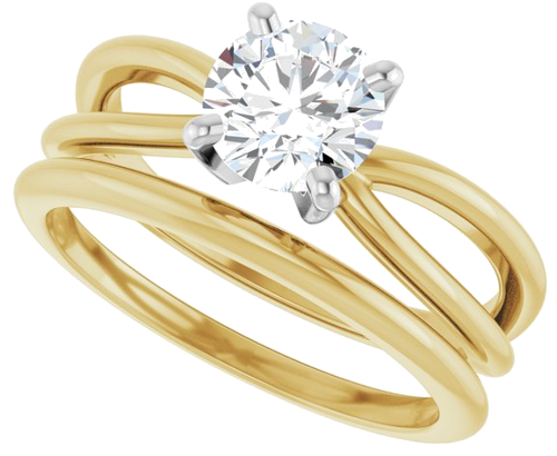 14K Yellow White 6.5 mm Round Split Shank Engagement Ring Mounting (10)