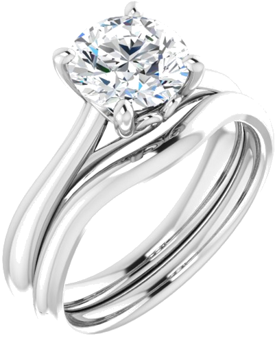 Platinum  7.4 mm Round Solitaire Engagement Ring Mounting (6)