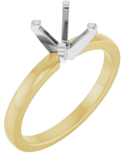 14K Yellow White 6-6.6 mm Round Solitaire Engagement Ring Mounting (1)