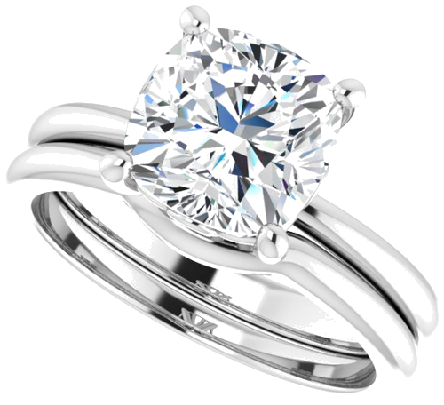 Sužadėtuvių Žiedas „Solitaire“ 585 Baltojo Aukso Cushion 8mm (10)