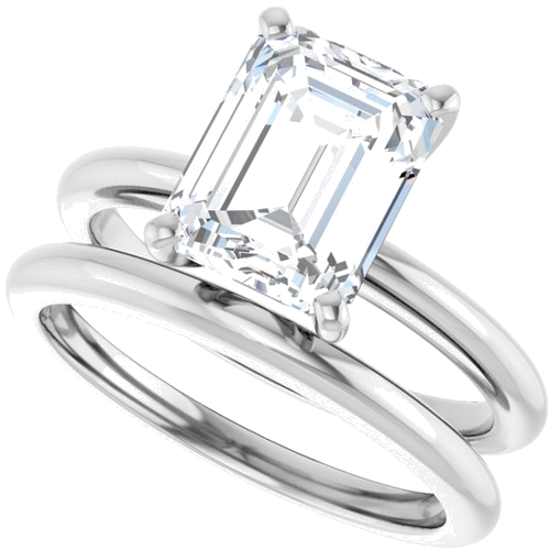 Sterling Silver  9x7 mm Emerald Solitaire Engagement Ring Mounting (10)