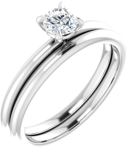 14K White  4.4 mm Round Solitaire Engagement Ring Mounting (6)