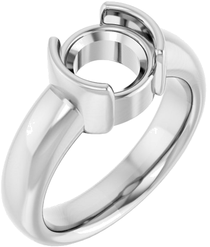 Platinum 8 mm Round Half Bezel Solitaire Engagement Ring Mounting (1)