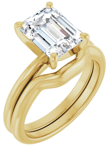 14K Yellow  9x7 mm Emerald Solitaire Engagement Ring Mounting (6)