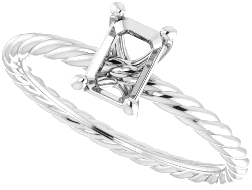 14K White 6x4 mm Emerald Solitaire Engagement Ring Mounting (5)