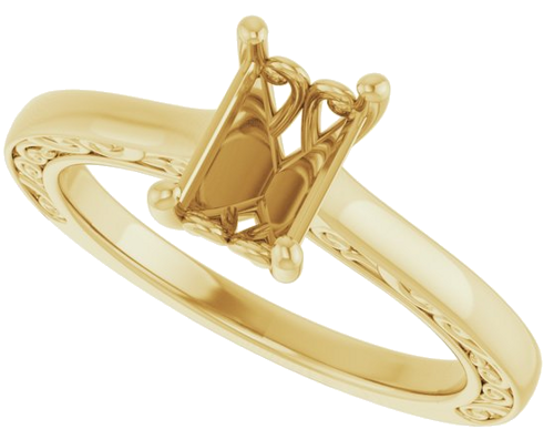 Sužadėtuvių Žiedas „Solitaire“ 14k yellow gold Emerald 7mm x 5mm (5)