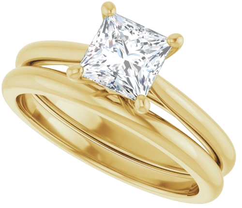 14K Yellow 5.5 mm Square Solitaire Engagement Ring Mounting (10)