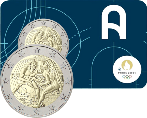 2024 Франция Париж Олимпийски игри 2 евро BU монета (5)