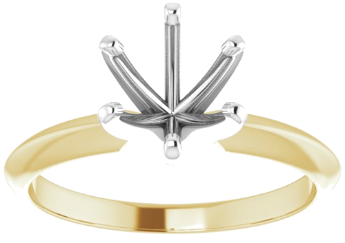 14K Yellow   White 6.6-7.2 mm Round 6-Prong Solitaire Ring Mounting (3)