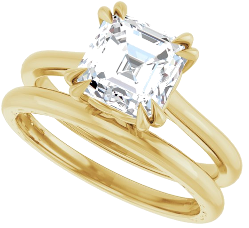 14K Yellow 7 mm Asscher Solitaire Engagement Ring Mounting (10)