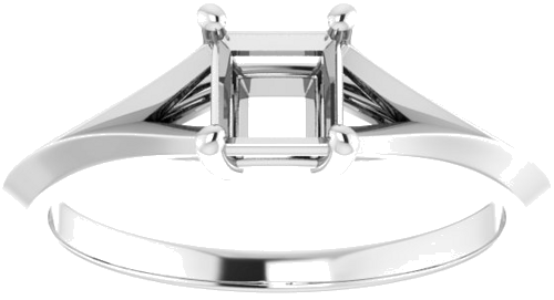14K White 4.5 mm Square Solitaire Engagement Ring Mounting (3)