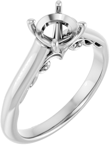 14K White  6.5 mm Round Solitaire Engagement Ring Mounting (1)
