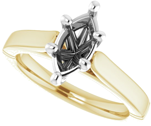 18K Yellow   White 10x5 mm Marquise Engagement Ring Mounting (5)