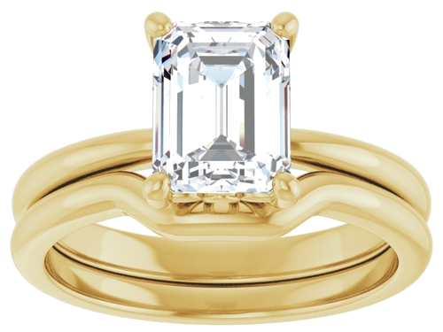 14K Yellow 8x6 mm Emerald Solitaire Engagement Ring Mounting (8)