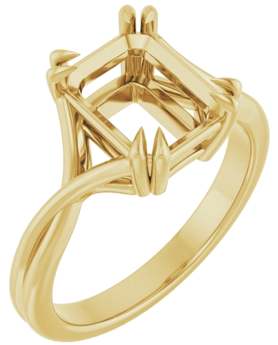 14K Yellow 9x7 mm Emerald Solitaire Engagement Ring Mounting (1)