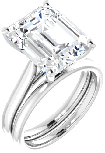 Sužadėtuvių Žiedas „Solitaire“ 585 Baltojo Aukso Emerald 12mm x 10mm (6)