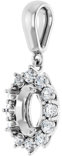 14K White 8x6 mm Oval 1 3 CTW Natural Diamond Semi-Set Pendant (2)