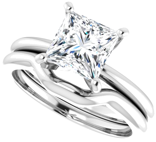 Sužadėtuvių Žiedas „Solitaire“ 585 Baltojo Aukso Square 6.5mm (10)