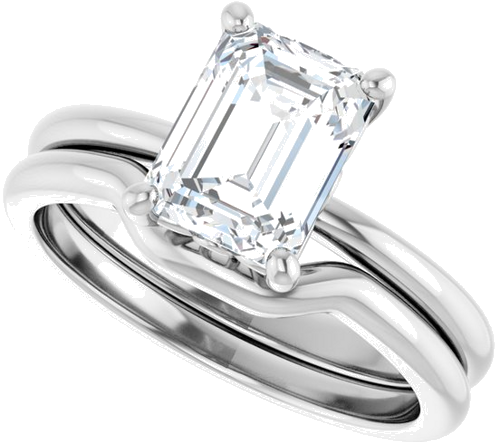 14K White 8x6 mm Emerald Solitaire Engagement Ring Mounting (10)