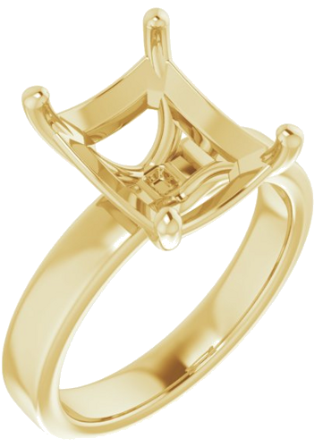 14K Yellow 11x9 mm Emerald Solitaire Engagement Ring Mounting (1)