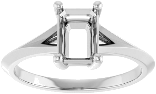 14K White 7x5 mm Emerald Solitaire Engagement Ring Mounting (3)