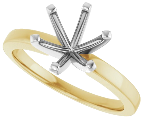 14K Yellow White 8 mm Round Solitaire Engagement Ring Mounting (5)