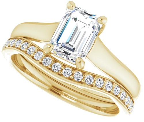 Sužadėtuvių Žiedas „Solitaire“ 585 Geltonojo Aukso Emerald 7mm x 5mm (10)