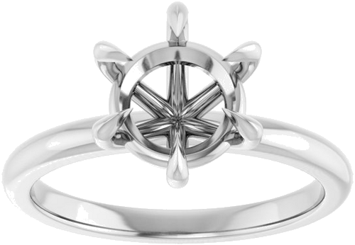18K White 8 mm Round Solitaire Engagement Ring Mounting (3)