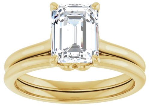 Sužadėtuvių Žiedas „Solitaire“ 585 Geltonojo Aukso Emerald 8mm x 6mm (8)