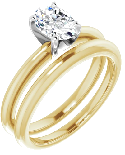 Sužadėtuvių Žiedas „Solitaire“ 585 Geltonojo Aukso Ir 950 Platinos Oval 7mm x 5mm (6)