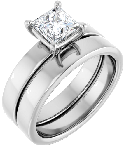 14K White 5.5 mm Square Solitaire Engagement Ring Mounting (6)