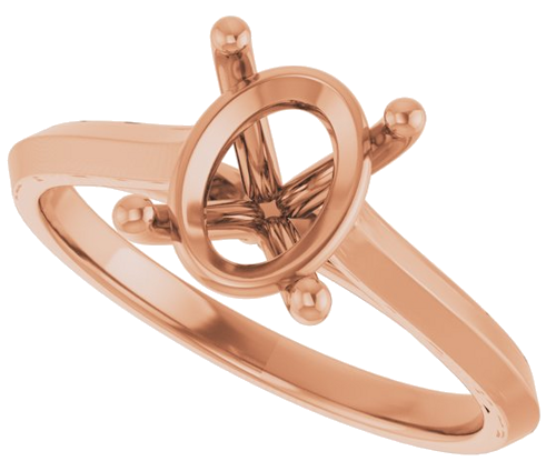 14K Rose 9x7 mm Oval Solitaire Engagement Ring Mounting (5)