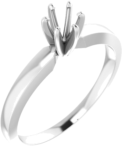 14K White 4-4.1 mm Round 6-Prong Solitaire Engagement Ring Mounting (1)