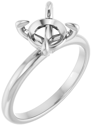 14K White  8 mm Round Solitaire Engagement Ring Mounting (1)