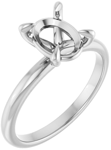 10K White  9x7 mm Oval Solitaire Engagement Ring Mounting (1)