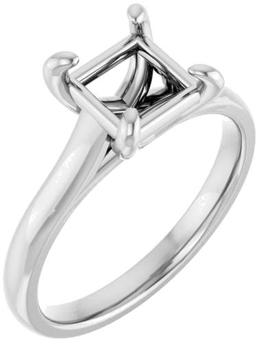 14K White 6.5 mm Square Solitaire Engagement Ring Mounting (1)