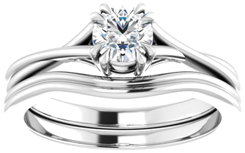 Sužadėtuvių Žiedas „Solitaire“ 585 Baltojo Aukso Round 4.8mm (8)