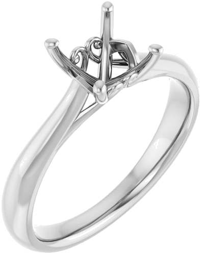 14K White  5.5 mm Square Solitaire Engagement Ring Mounting (1)
