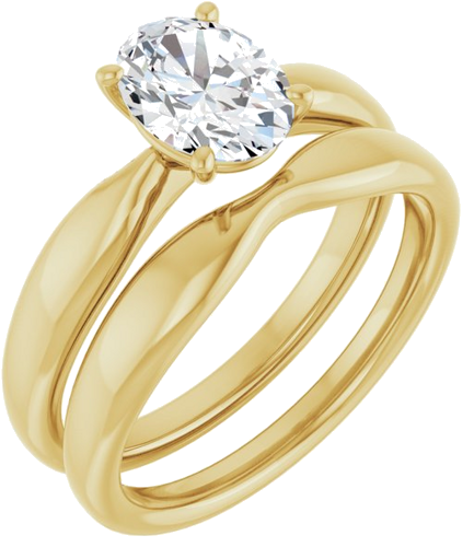 Sužadėtuvių Žiedas „Solitaire“ 585 Geltonojo Aukso Oval 8mm x 6mm (6)