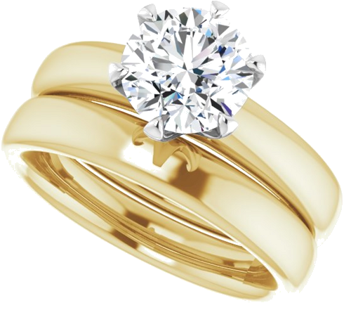 Sužadėtuvių Žiedas „Solitaire“ 750 Geltonojo Aukso Ir 950 Platinos Round 7.4mm (10)