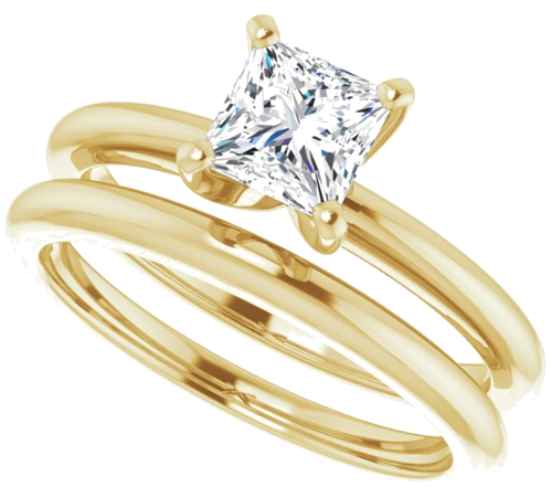 14K Yellow  5 mm Square Solitaire Engagement Ring Mounting (10)