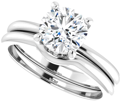 10K White 7 mm Round Solitaire Engagement Ring Mounting (10)