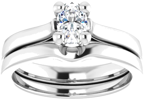 Sužadėtuvių Žiedas „Solitaire“ 585 Baltojo Aukso Oval 6mm x 4mm (8)