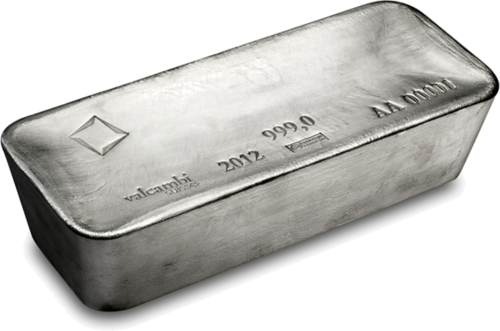 1000 oz (31,103 kg) Standartinis investicinio sidabro lietas luitas Valcambi (1)