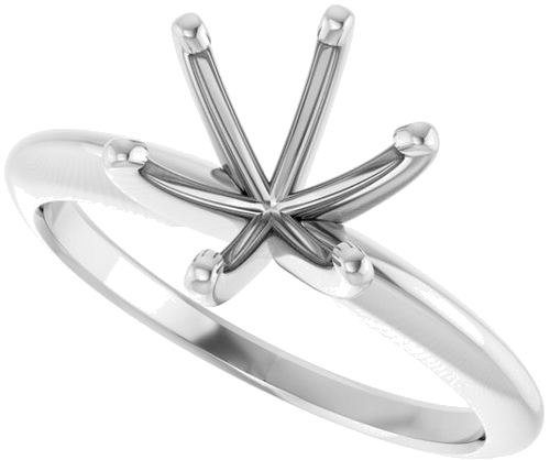 Platinum 7.8-8.6 mm Round 6-Prong Comfort-Fit Solitaire Ring Mounting (5)