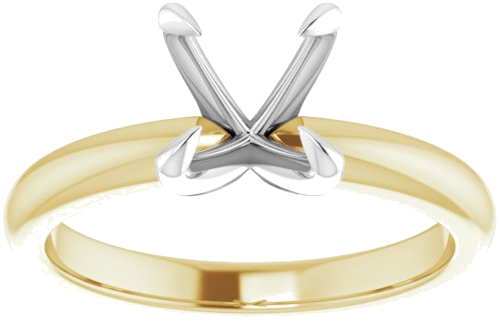 14K Yellow White 7.4 mm Round Solitaire Engagement Ring Mounting (3)