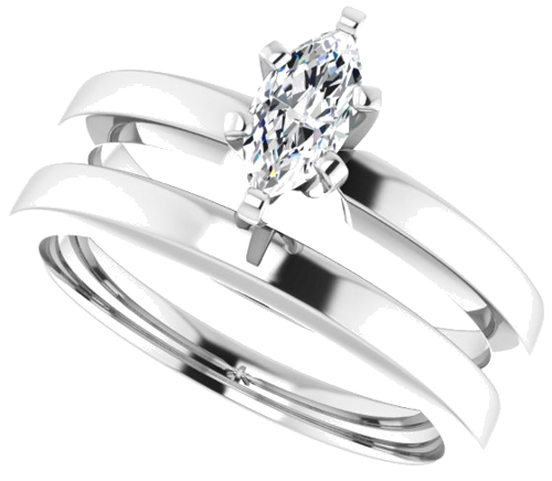 Sužadėtuvių Žiedas „Solitaire“ 585 Baltojo Aukso Marquise 7mm x 3.5mm (10)