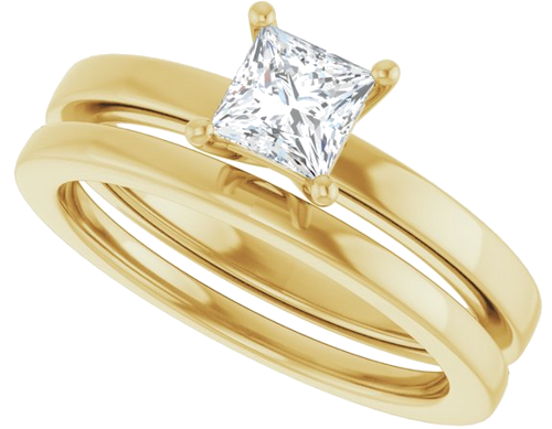 14K Yellow 4.5 mm Square Solitaire Engagement Ring Mounting (7)