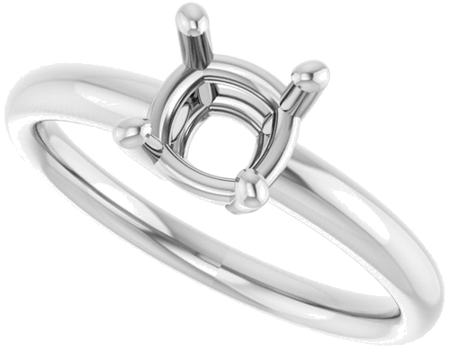 14K White 6 mm Cushion Engagement Ring Mounting (5)
