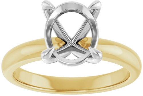 14K Yellow White 10x8 mm Oval Solitaire Engagement Ring Mounting (3)